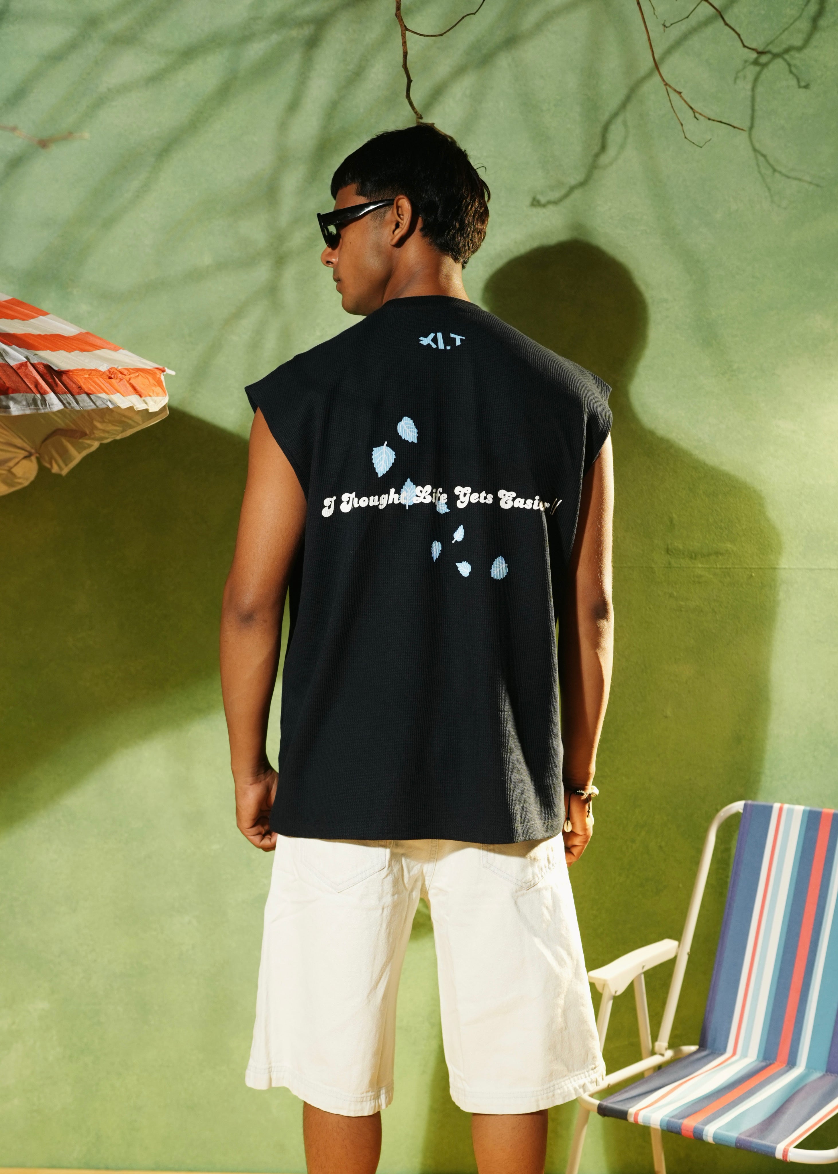 ‘EASE IN DEPTH’ WAFFLE TANK TOP | NAVY BLUE