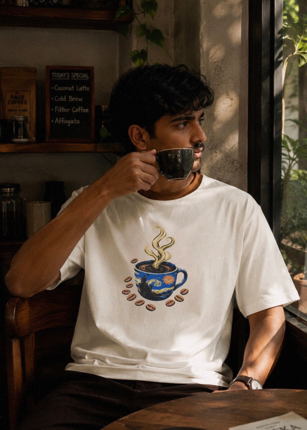 ‘STARRY BREW’ .TEE | CREAM WHITE