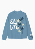 ‘PALM STATE’ FULL SLEEVE WAFFLE TEE | SKY BLUE
