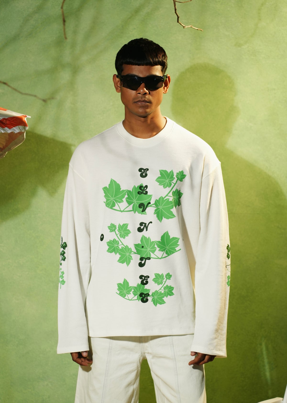 ‘EASE IN DEPTH’ FULL SLEEVE WAFFLE .TEE | OFF WHITE