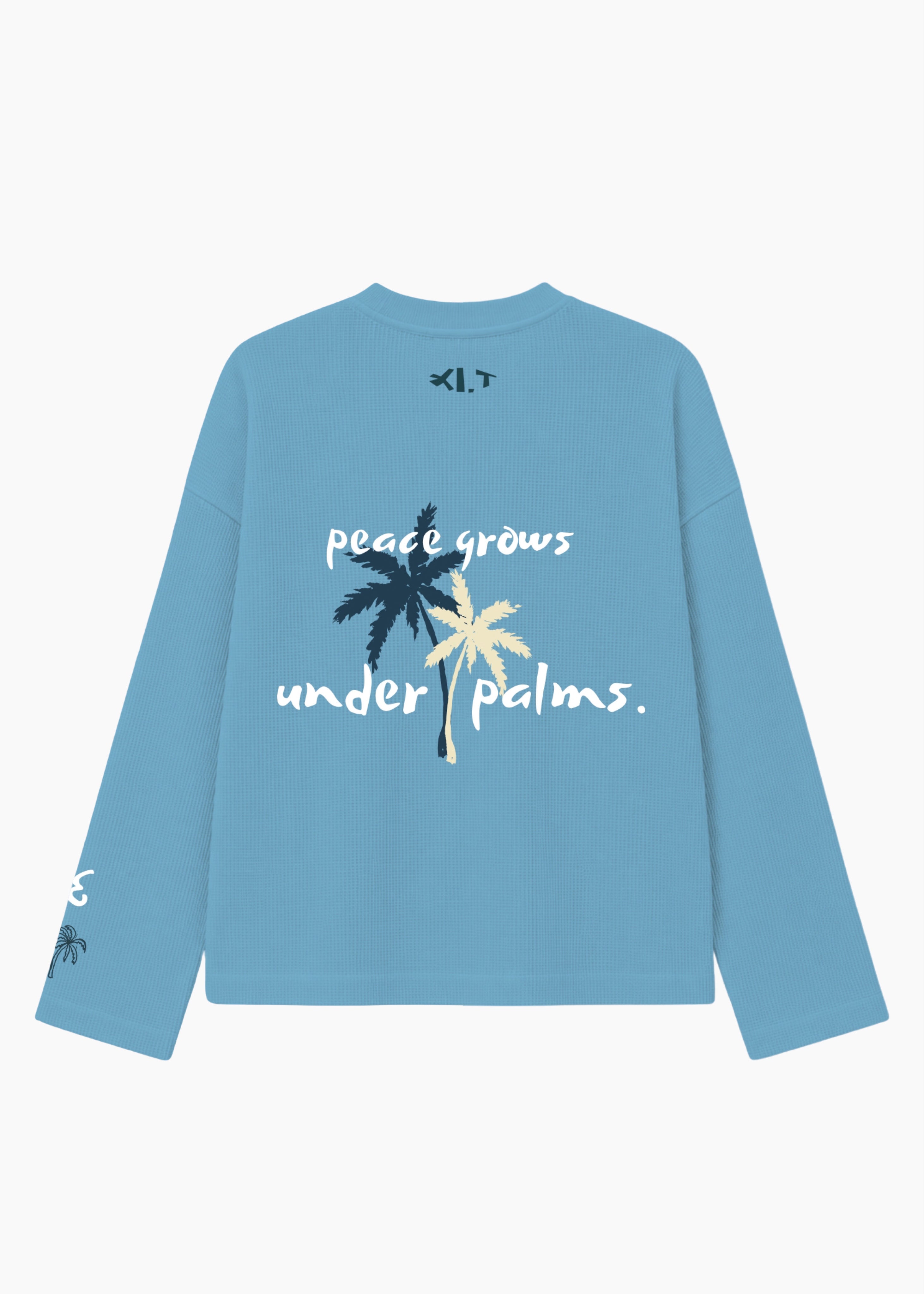 ‘PALM STATE’ FULL SLEEVE WAFFLE .TEE | SKY BLUE