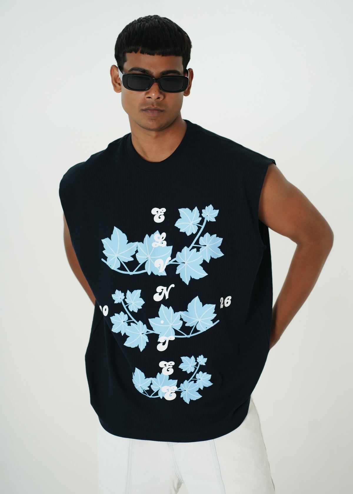 ‘EASE IN DEPTH’ WAFFLE TANK TOP | NAVY BLUE
