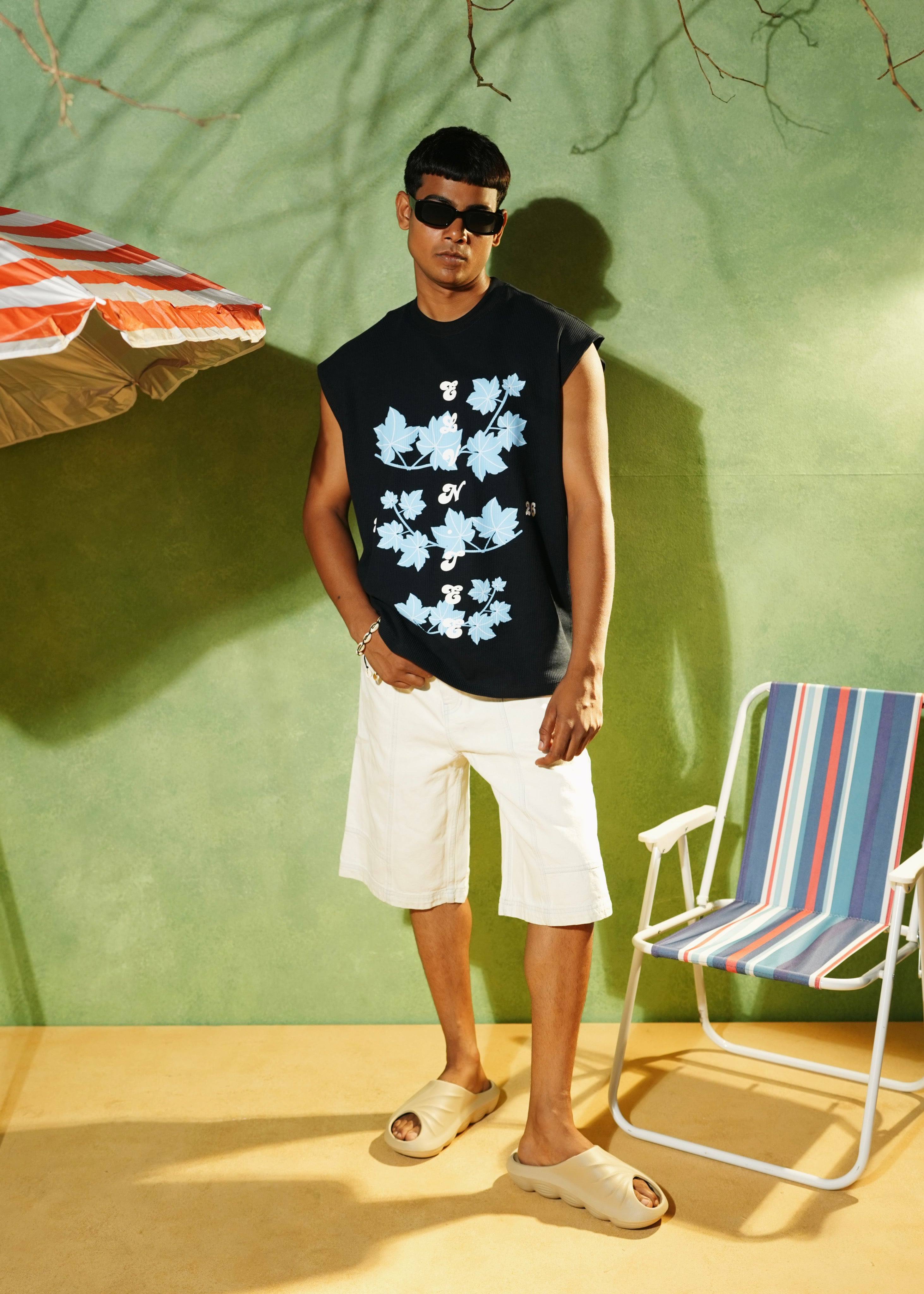 ‘EASE IN DEPTH’ WAFFLE TANK TOP | NAVY BLUE