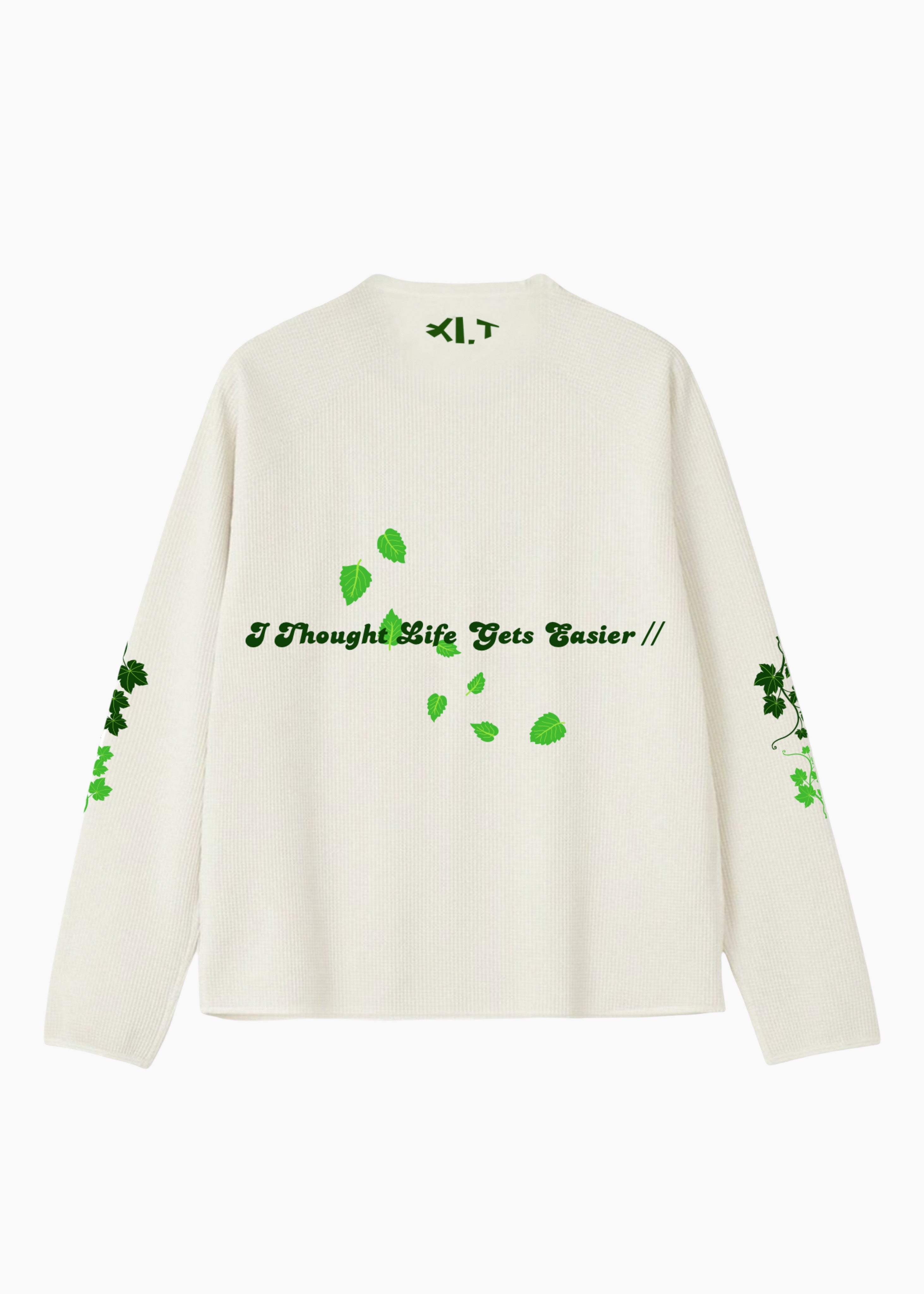‘EASE IN DEPTH’ FULL SLEEVE WAFFLE TEE | OFF WHITE