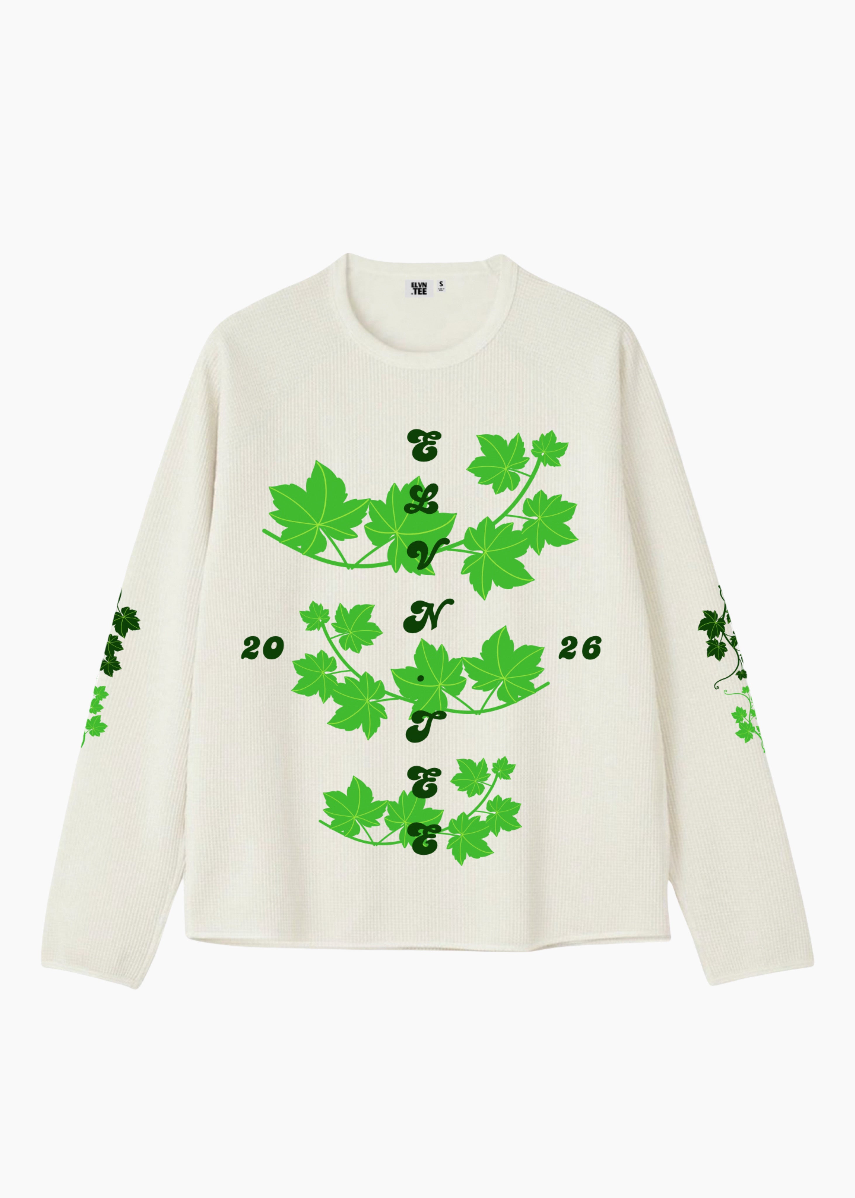 ‘EASE IN DEPTH’ FULL SLEEVE WAFFLE TEE | OFF WHITE